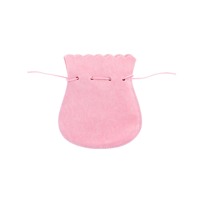Pink cotton and viscose suedette pouches, 12 x 9.5 cm