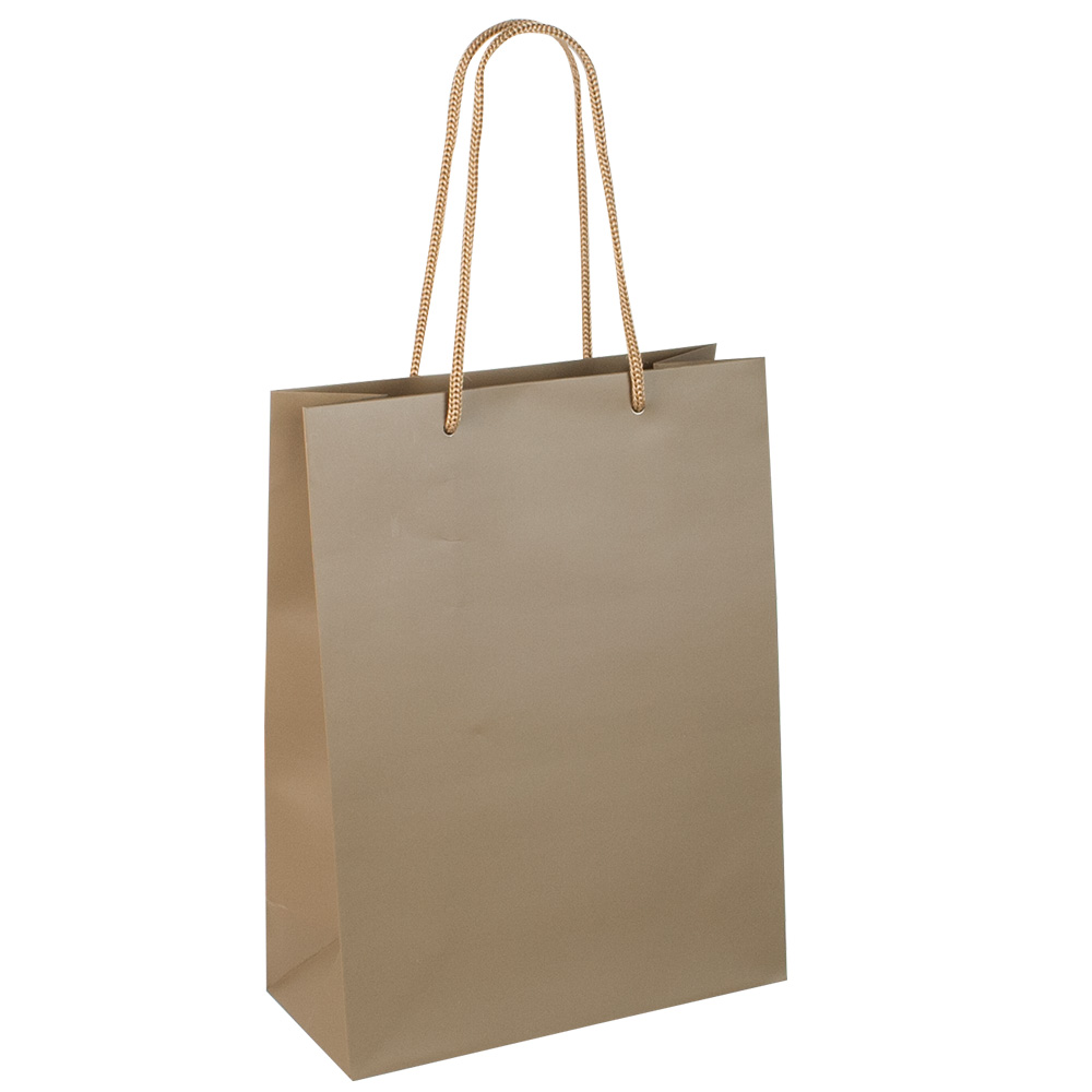 Taupe matt paper carrier bags, 22 x 10 x 29 cm H, 190 g
