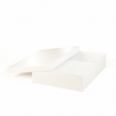 Gloss finish white card gift boxes, 20 x 20 x 5 cm H