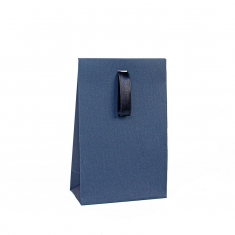Navy textured matt paper stand-up bags, ribbon, 170g - 7 x 4 x 12 cm H