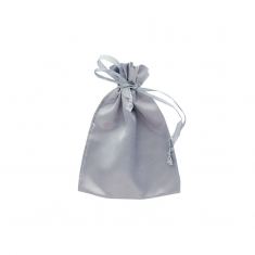 Grey man-made satin finish pouches 12 x 13 cm