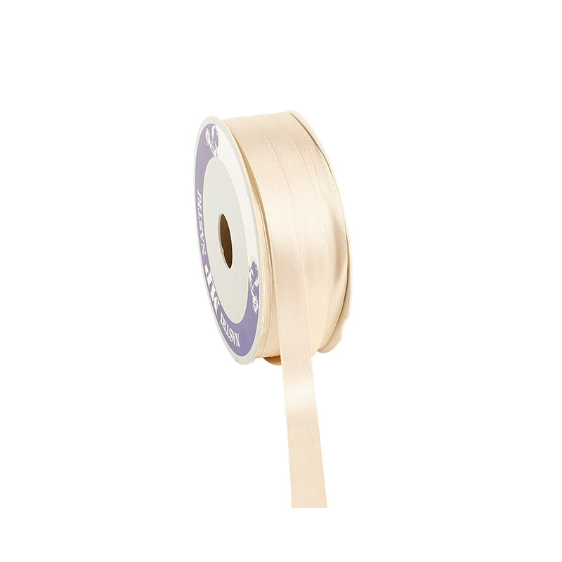 Cream coloured man-made satin finish ribbon