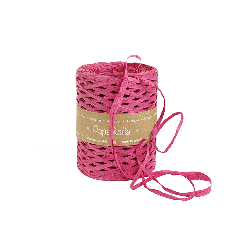 Fuchsia pink synthetic raffia ribbon