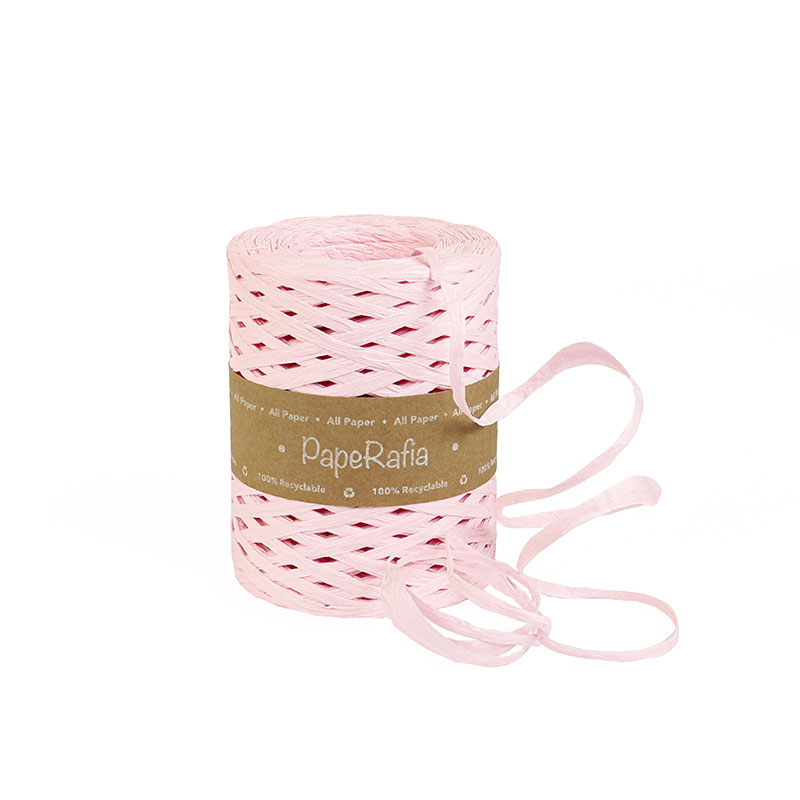 Light pink synthetic raffia ribbon