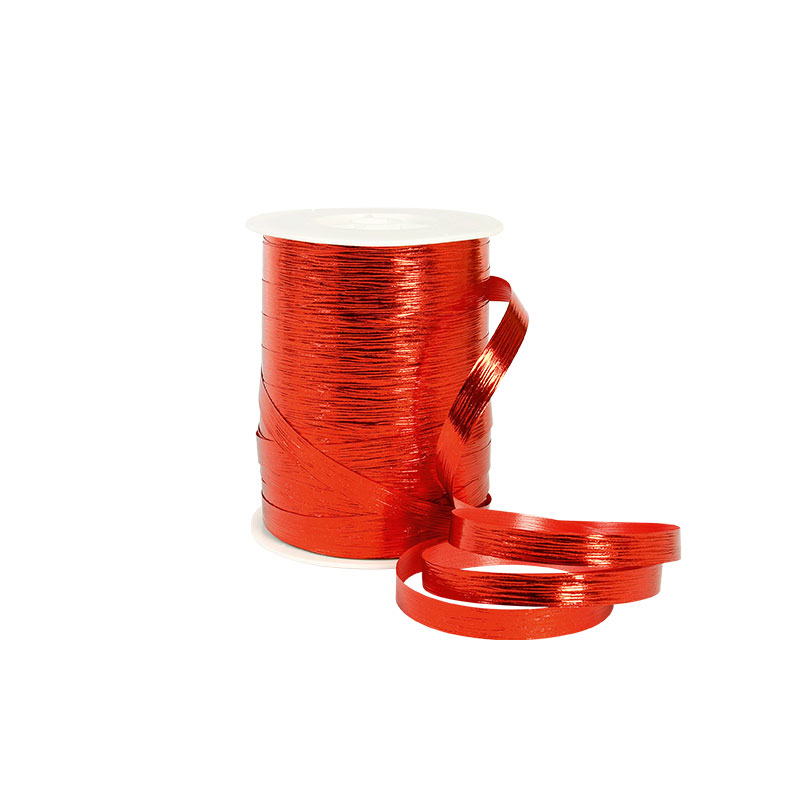 Red mirror finish striated gift curling ribbon