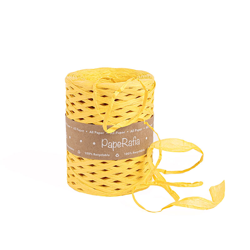 Yellow synthetic raffia ribbon