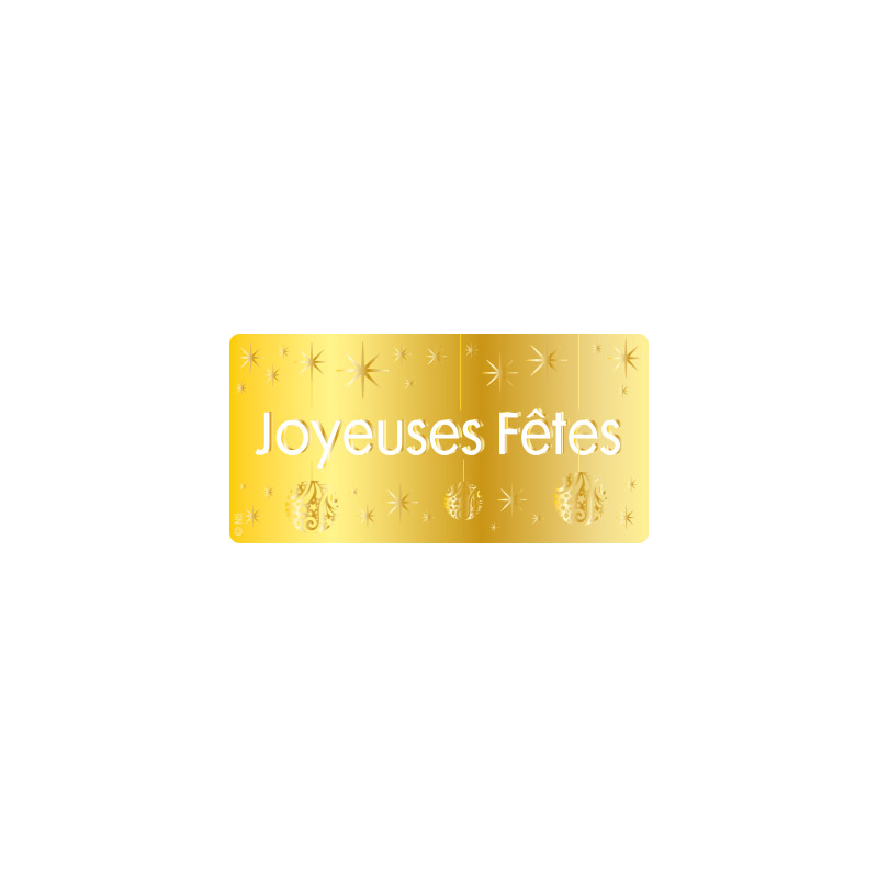 Hot foil printed French 'Joyeuses Fêtes' self-adhesive gift labels - gold background