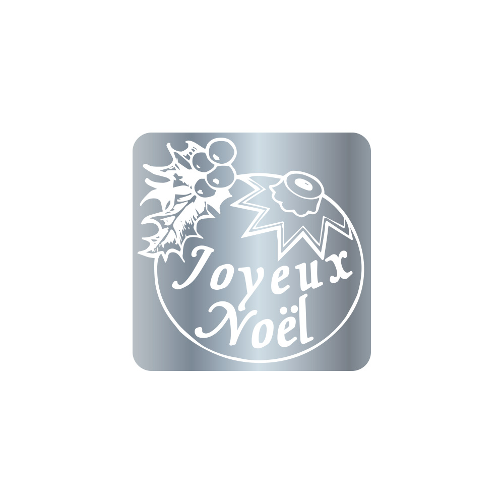 Silver-coloured French 'Joyeux Noël' self-adhesive gift labels