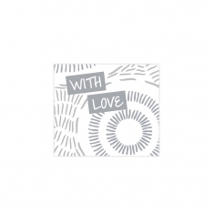 With love\' self-adhesive gift labels, white background with silver dots