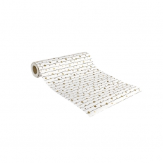 White gift paper with metallic gold star print, 0.35 x 50 m, 70g