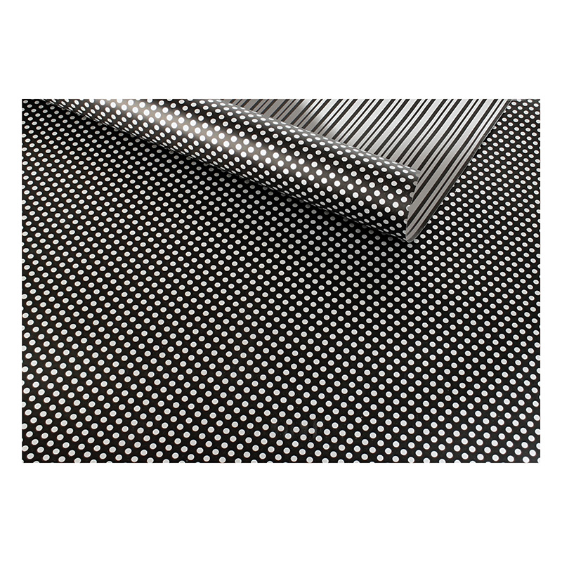 Double-sided polka dot and stripe gift wrap, 0.70 x 25 m