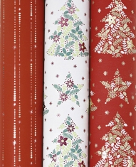Red Festive wrapping paper with metallic gold shooting star motifs, 0.70 x 25m