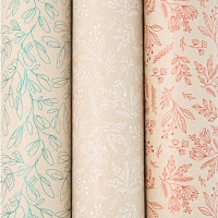 Recycled Kraft gift paper with white flower print, 0.70 x 25 m, 70g