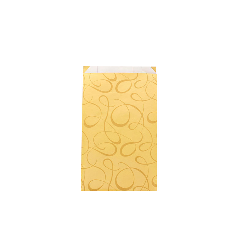 Shiny gold gift bags with matt gold ™scrolls™ print 7 x 12cm, 70g (x125)