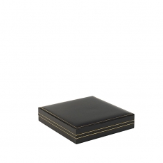 Man-made leatherette jewellery presentation box with gold border