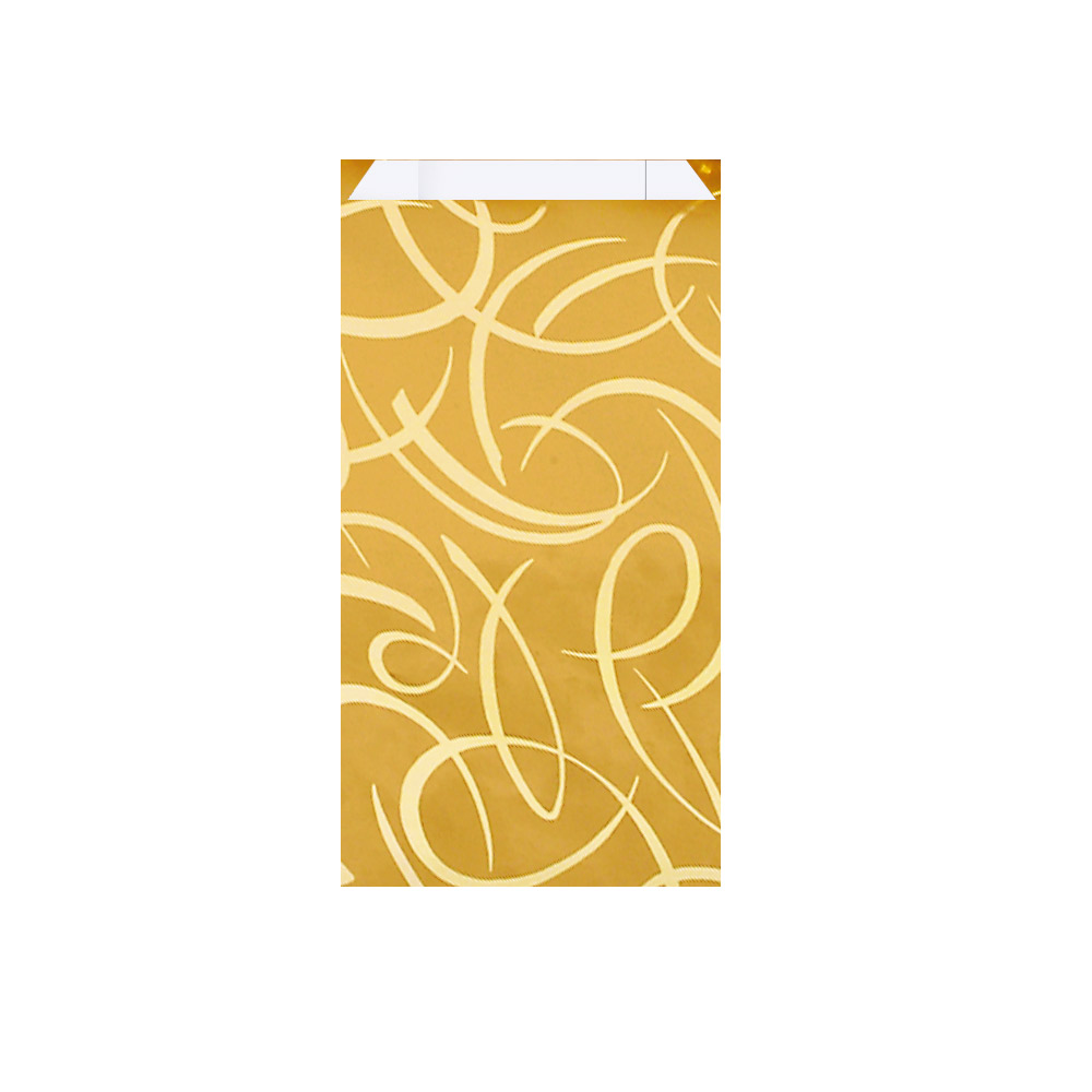 Gold matt with metallic volutes paper sachets, 18 x 6 x 35 cm, 80g (x50)