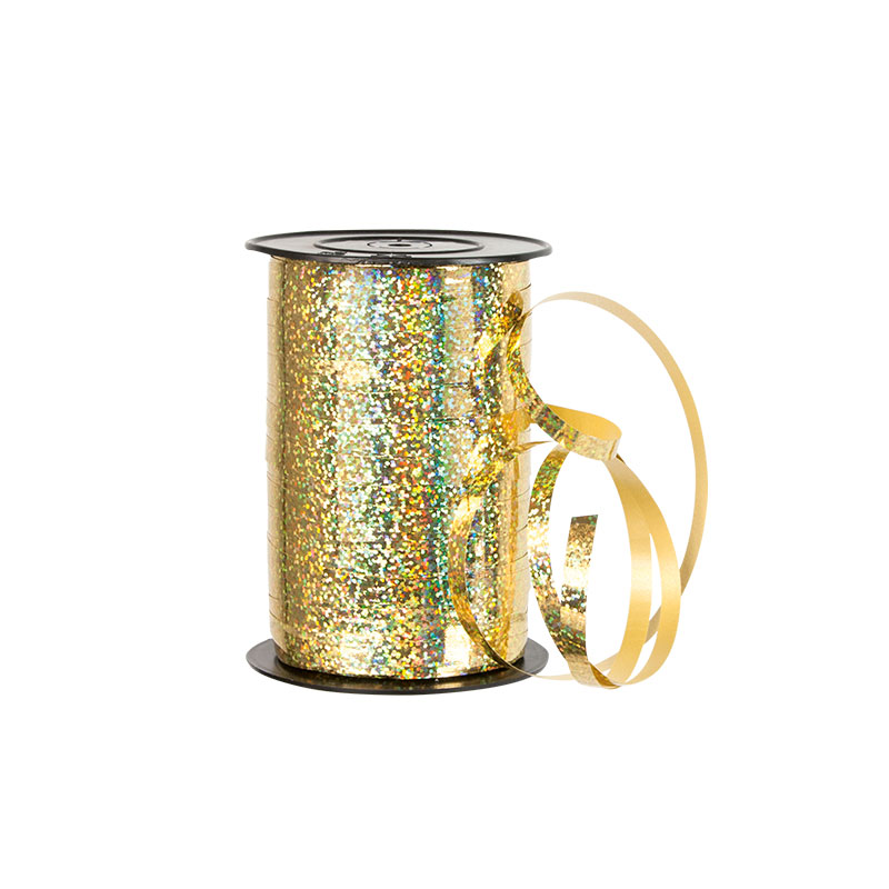 Hologram finish gold coloured gift curling ribbon
