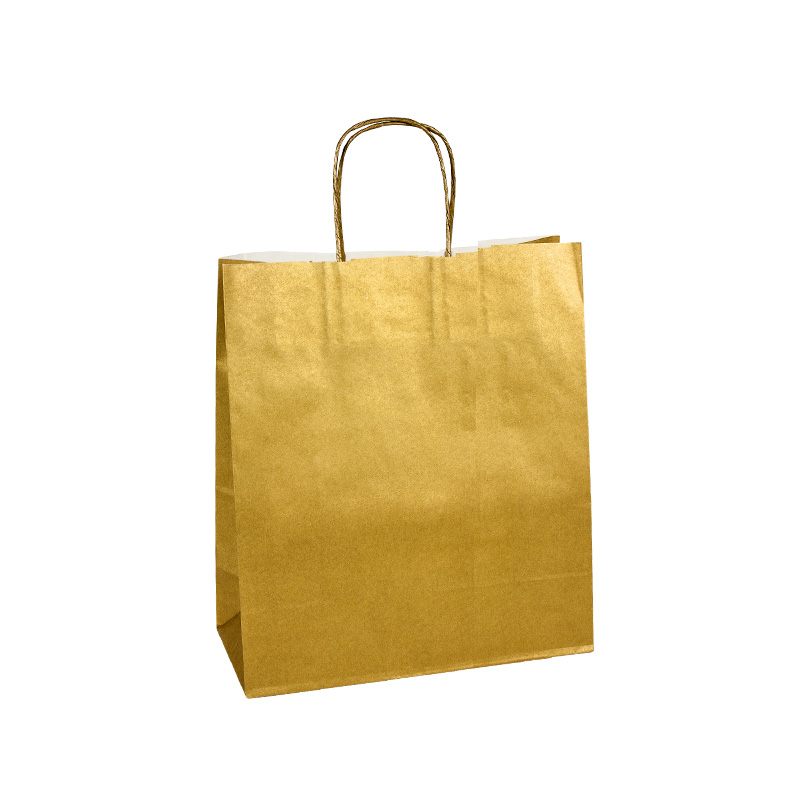 Gold coloured kraft paper carrier bag, 35 x 14 x 40 cm H, 100 g