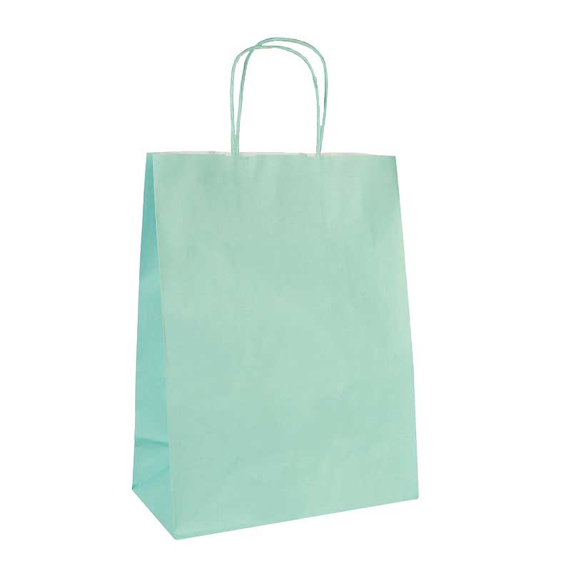 Sea green kraft paper carrier bag, 23 x 12 x 30 cm H, 90 g