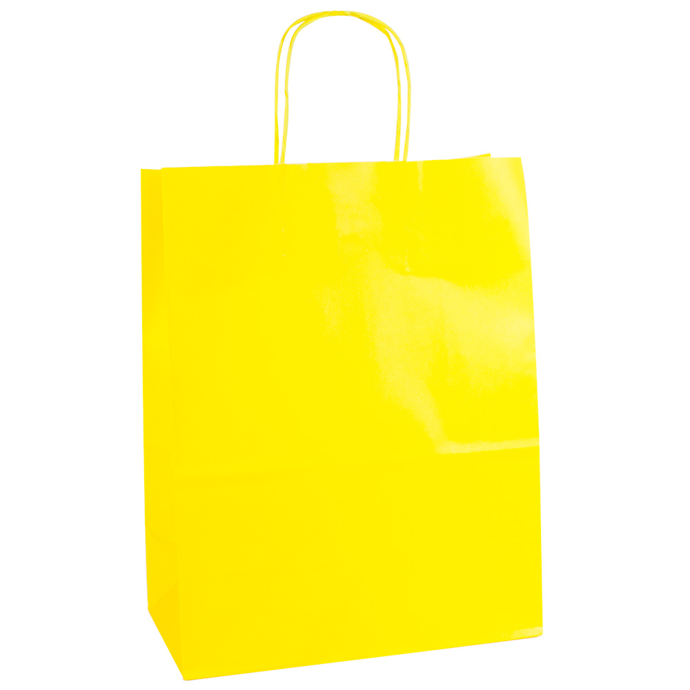 Yellow kraft paper carrier bag, 23 x 12 x 30 cm H, 90 g