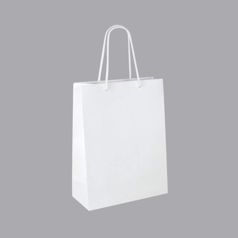 Matt finish white paper carrier bags, 22 x 10 x 29 cm H, 190g