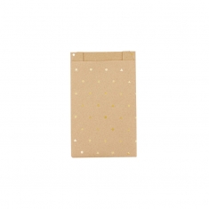Recycled Kraft gift bags with metallic gold dots/triangles 12 x 4.5 x 20cm, 70g (x250)