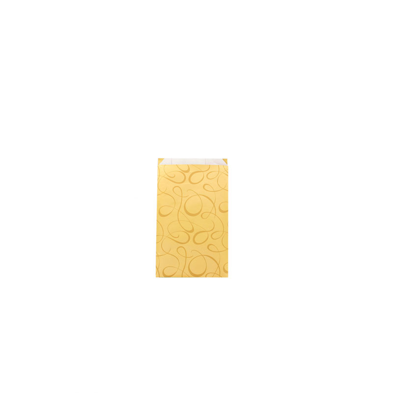 Shiny gold gift bags with matt gold ™scrolls™ print 7 x 12cm, 70g (x125)