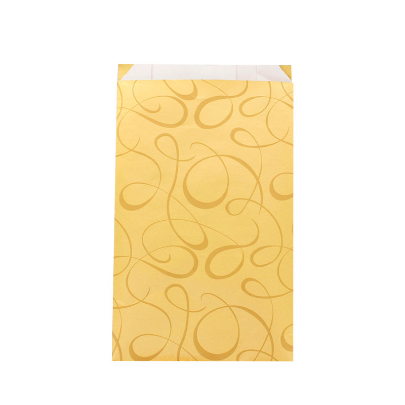 Shiny gold gift bags with matt gold ™scrolls™ print 18 x 6 x 35cm, 70g (x50)