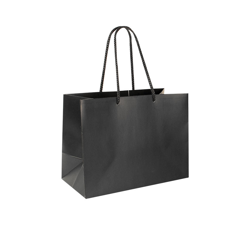Black matt finish paper carrier bags, 24 x 12 x 18 cm H, 190g