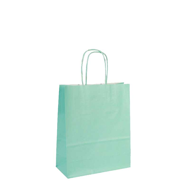 Sea green kraft paper carrier bag, 19 x 8 x 22cm H, 90g