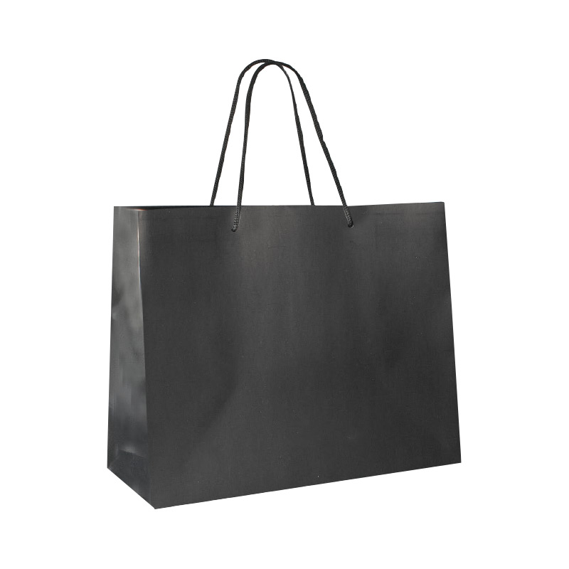 Matt black paper bags, 32.7 x 13.6 x H 26.4cm, 190g