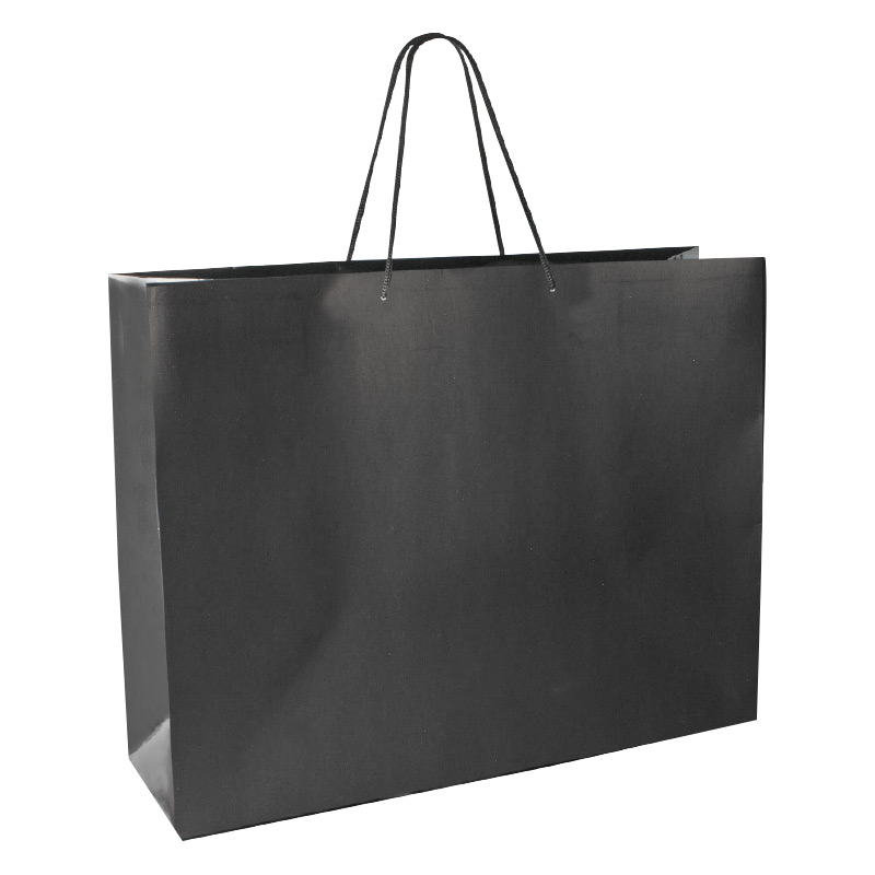 Matt black paper bags, 53 x 14 x H 44cm, 190g