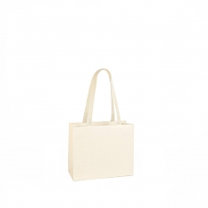 Beige recycled leather paper bags with woven cotton handles 16 x 8 x H 13cm, 180g