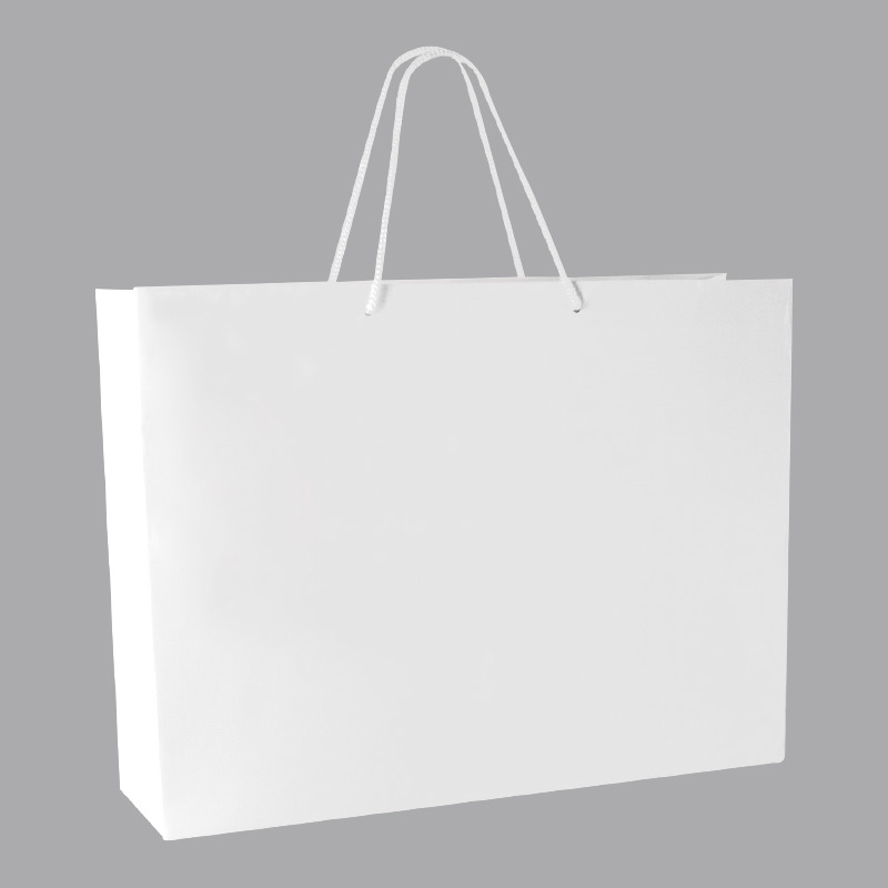 Matt white paper bags, 53 x 14 x H 44cm, 190g