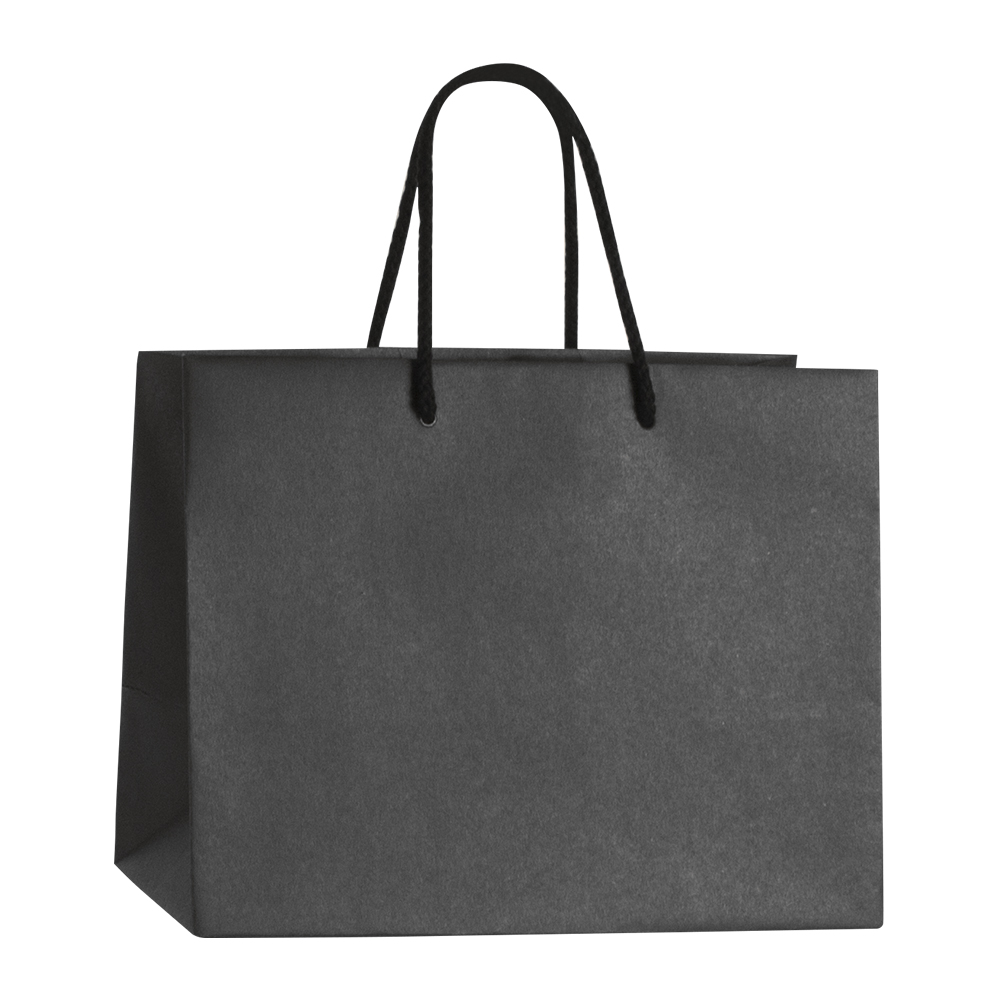 Luxury black kraft paper boutique bag with matching cotton cord handles - 200g