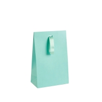 Mint green matt paper stand-up bags, ribbon, 170g - 10x6.5x16cm H