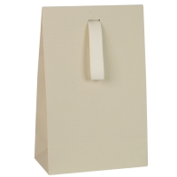 Natural kraft paper stand-up bags with matching satin ribbon, 125 g - 7 x 4 x 12 cm tall