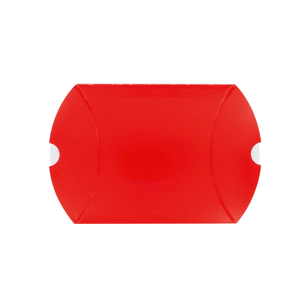 Glossy red card pillow boxes, 290g - 7 x 7.5 x 2.3 cm