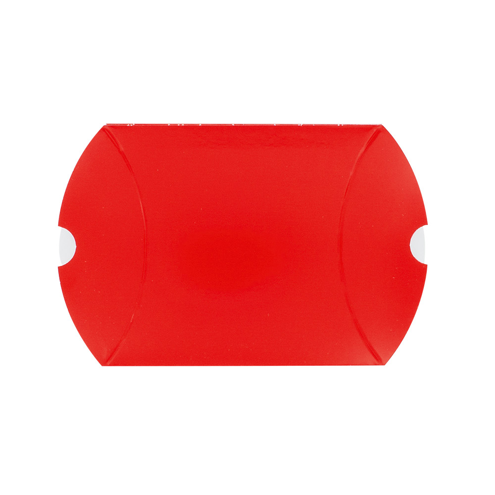 Glossy red card pillow boxes, 290g - 8 x 10 x 3.5 cm