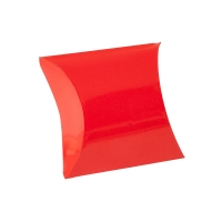Glossy red card pillow boxes, 290g - 4 x 6 x 2 cm