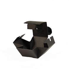 Matt black card gift box with coarse grain ribbon - 4 x 4 x H 4cm