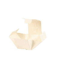 Matt cream card gift box with coarse grain ribbon - 4 x 4 x H 4cm