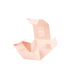 Matt light pink cardboard gift box with grosgrain ribbon - 4 x 4 x H 4cm