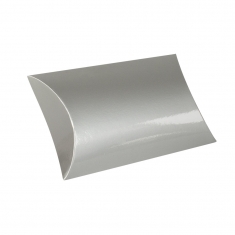 Glossy silver card pillow boxes, 290g - 4 x 6 x 2 cm