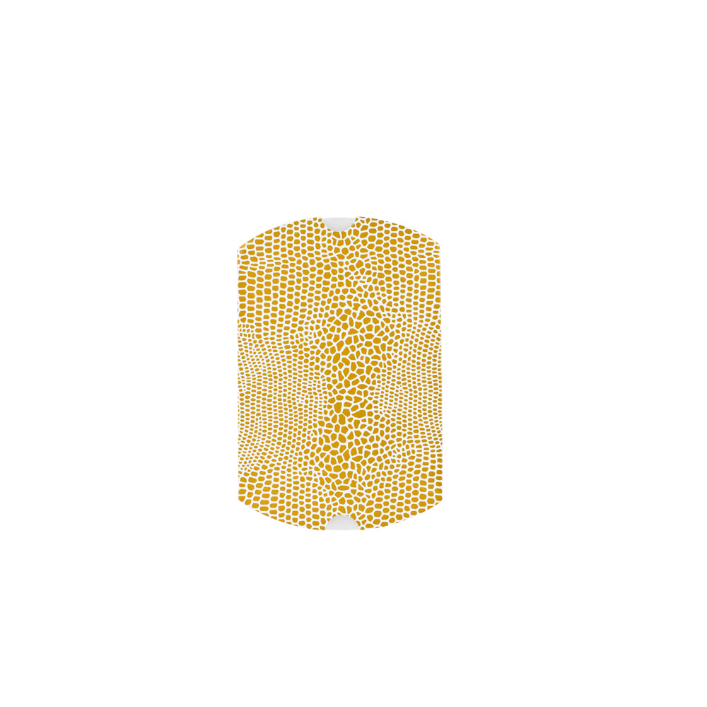 White and gold lizard skin print card pillow boxes, 290g - 7 x 7.5 x 2.3 cm
