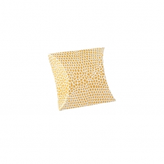 White and gold lizard skin print card pillow boxes, 290g - 4 x 6 x 2 cm
