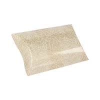 White and gold lizard skin print card pillow boxes, 290g - 11.5 x 15 x 3.5 cm
