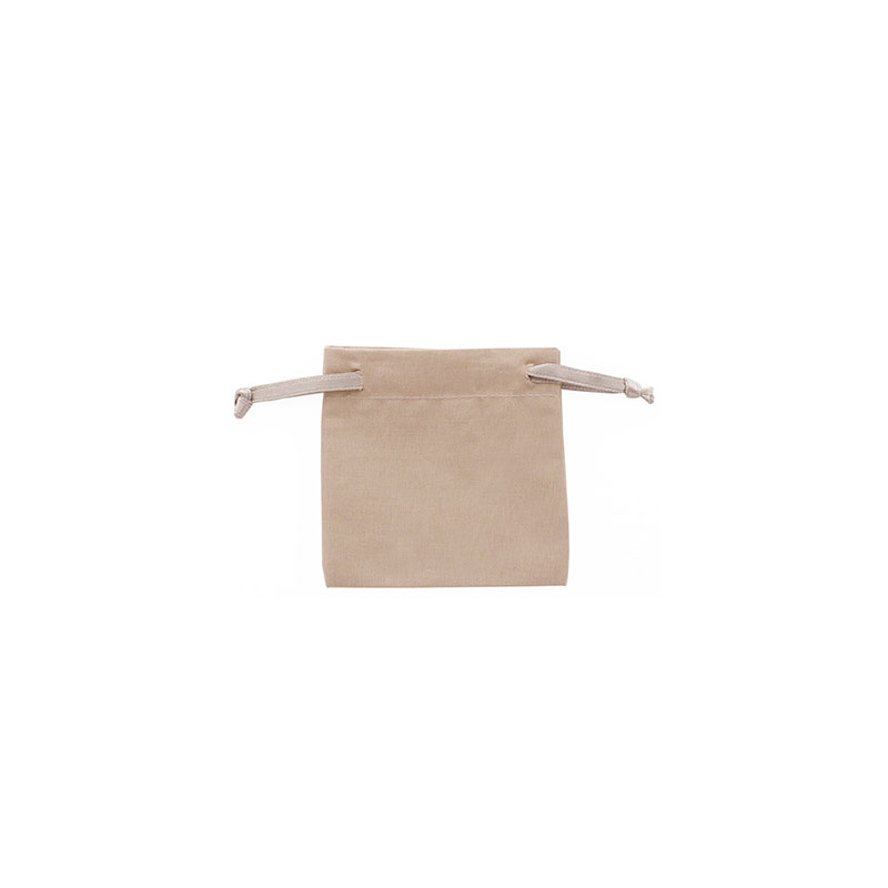100% cotton taupe pouches with matching satin ribbon drawstrings 7 x 7cm
