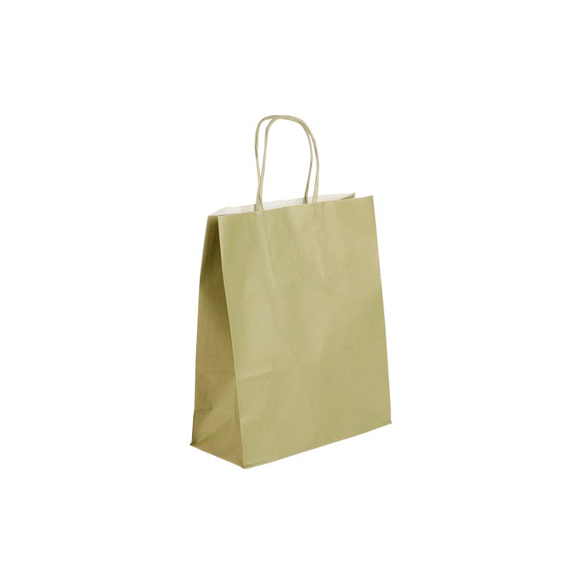 Khaki kraft paper carrier bags 19 x 8 x 22 cm H, 90g