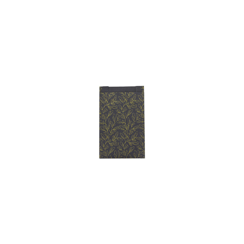 Matt black gift bags with metallic gold leaf print 7 x 12cm, 80g (x125)